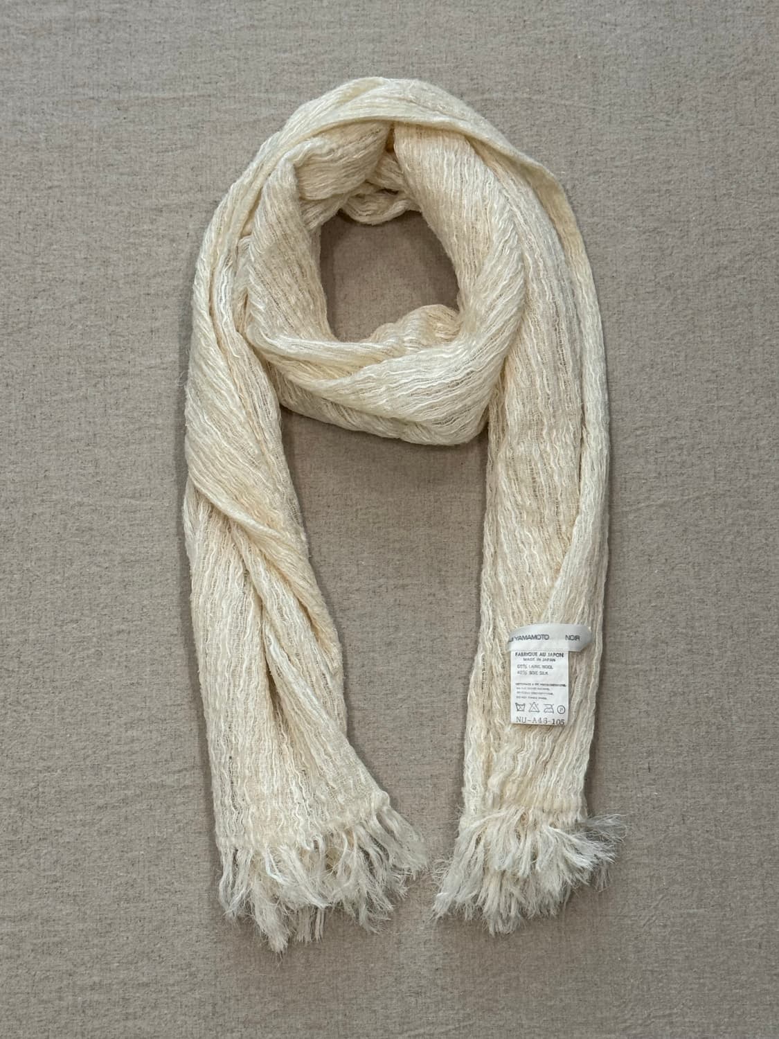 요지야마모토 00s 울실크 크링클 머플러 상품이미지1