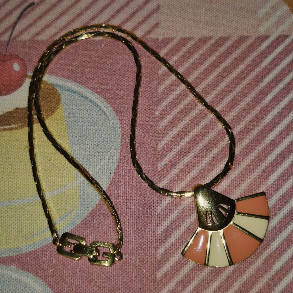 80s 프랑스 지방시 비쥬 에나멜 부채 뱀부 체인 초커 상품이미지8