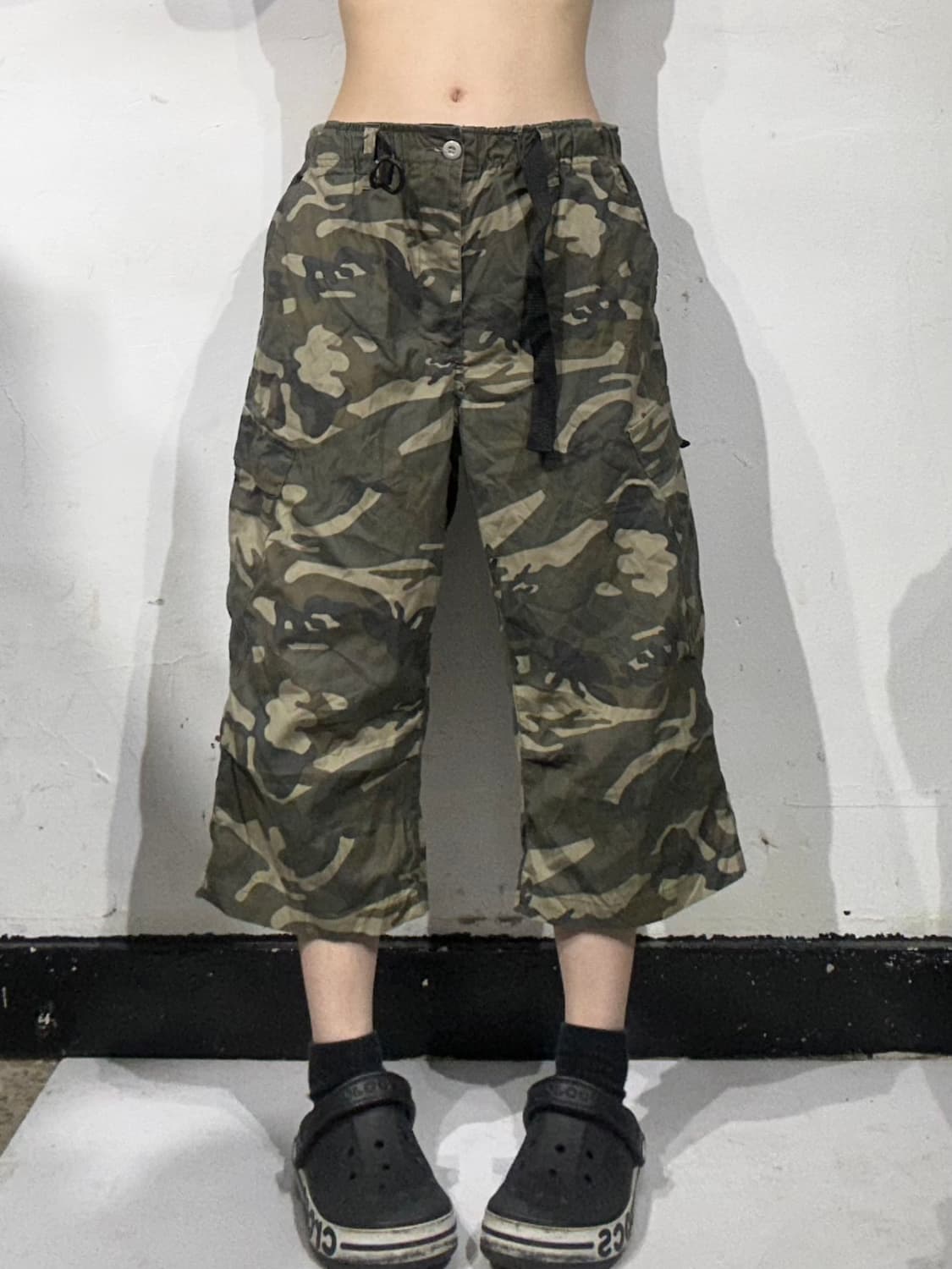 일본 빈티지 카키 카모 와이드 카고 팬츠 L 상품이미지2