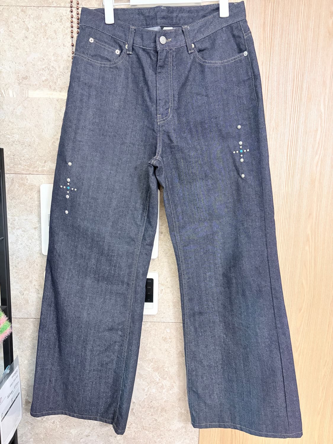 [2] 아캄 웨스턴 스터드 데님 팬츠 바지(다크 블루) 상품이미지2