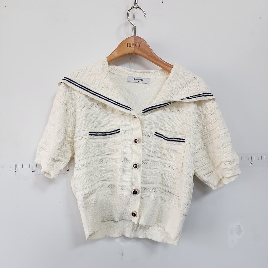 8seconds 세일러 카라 반팔 니트 아이보리 상품이미지1