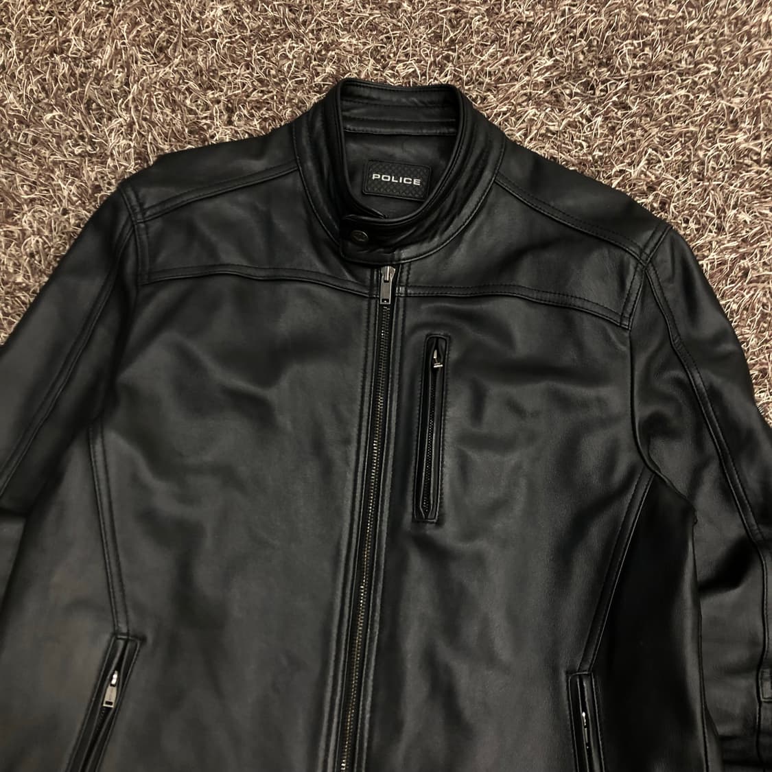 폴리스 양가죽 바이커 레더 가죽 자켓 상품이미지2