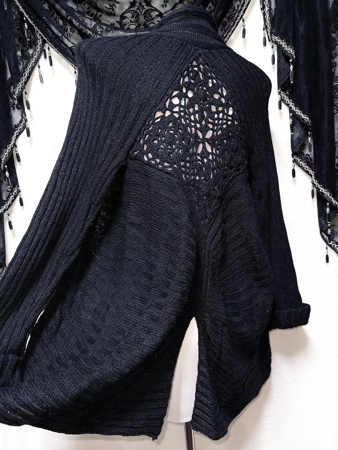 로맨틱고딕 고스펑크 오리엔탈 페어리그런지 블랙 니트 가디건 로브 핀터 상품이미지1