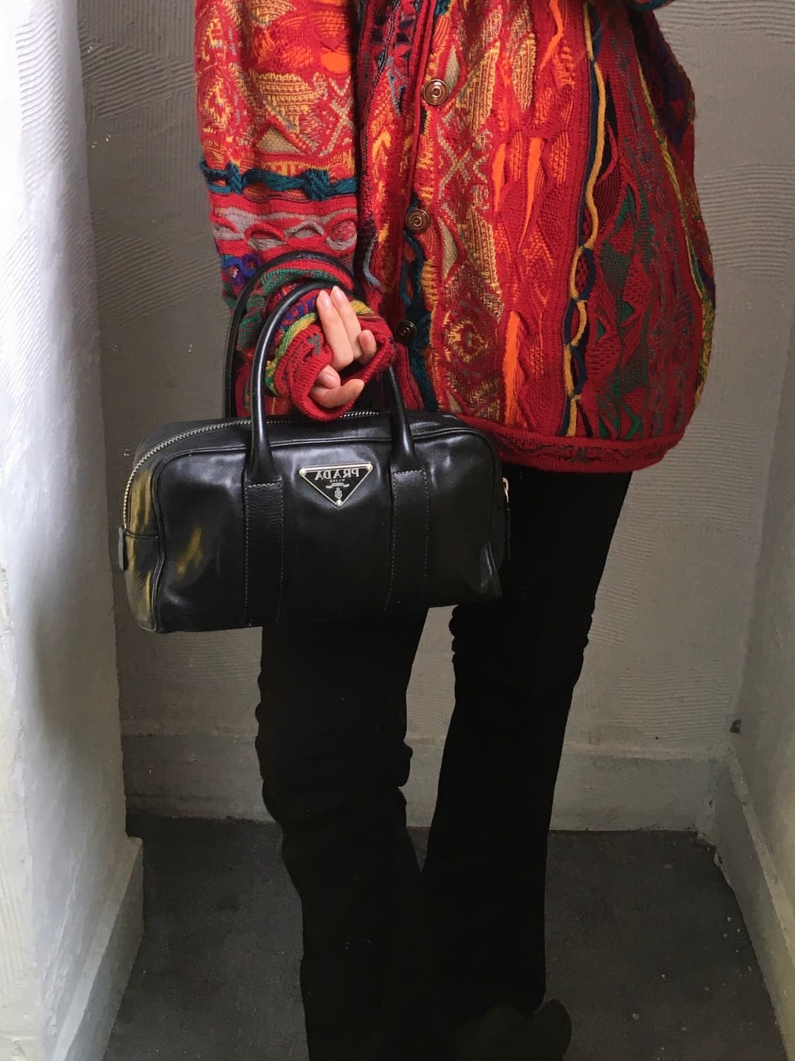 Prada 프라다 블랙 레더 토트백 상품이미지1