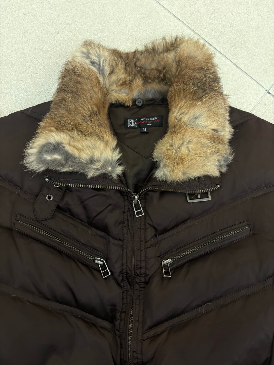 브라운 투웨이 퍼 패딩 상품이미지2