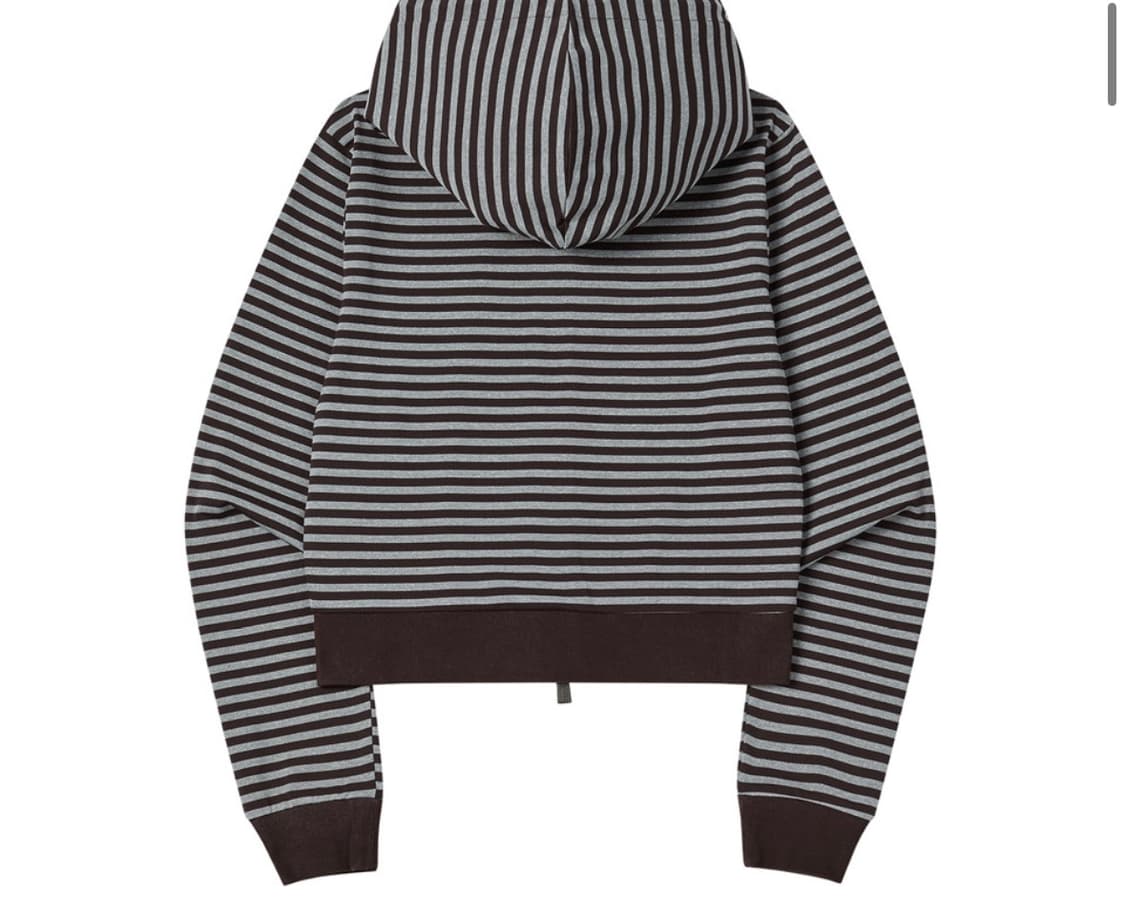 프렌다 STRIPE CROP HOOD ZIP-UP BROWN  상품이미지2