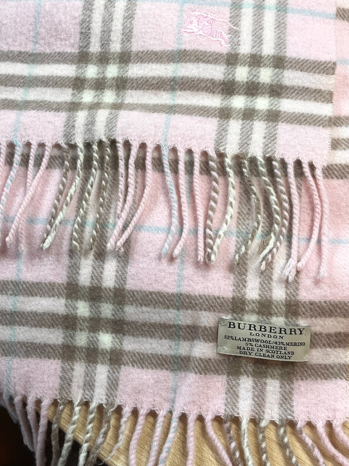 [유일매물] 버버리 런던 연핑크 + 브라운 캐시미어 머플러 목도리 상품이미지4