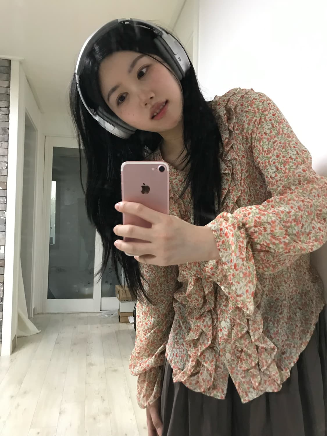 빈티지 플라워 쉬폰 러플 블라우스 상품이미지5