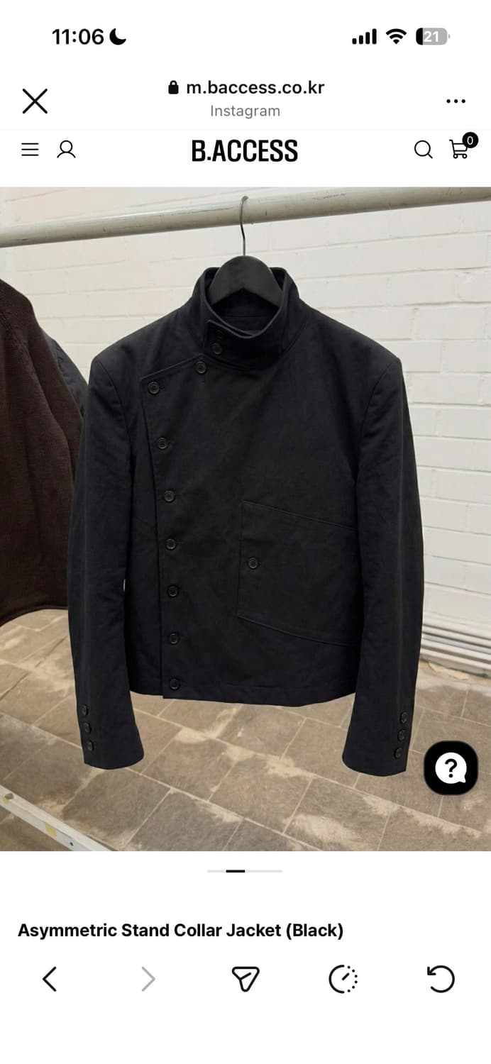 Asymmetric Stand Collar Jacket (Black) 상품이미지1