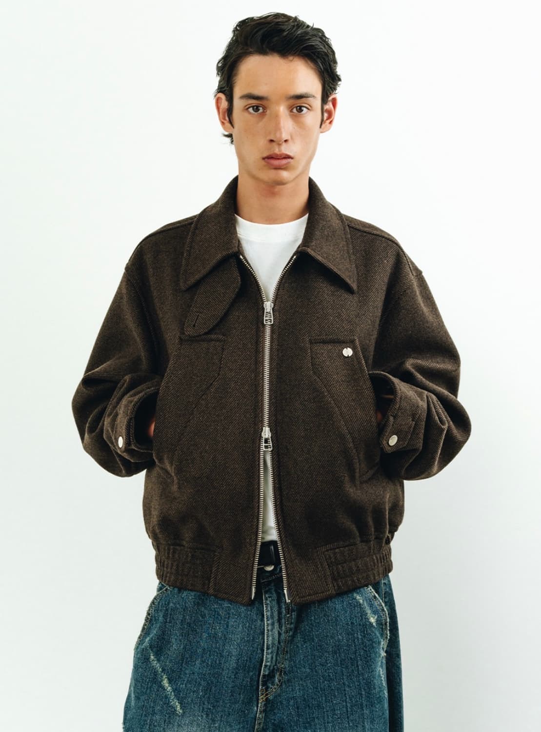 IEY TAP WOOL JACKET Brown M사이즈 상품이미지3