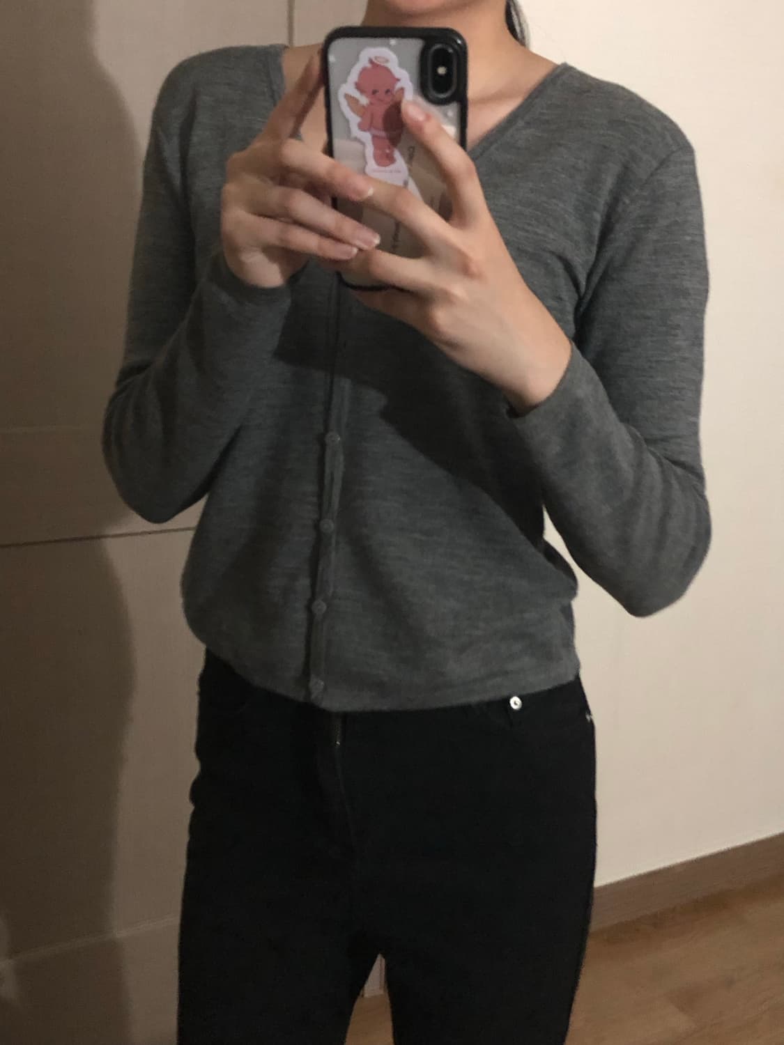 브이넥 가디건 그레이 상품이미지1