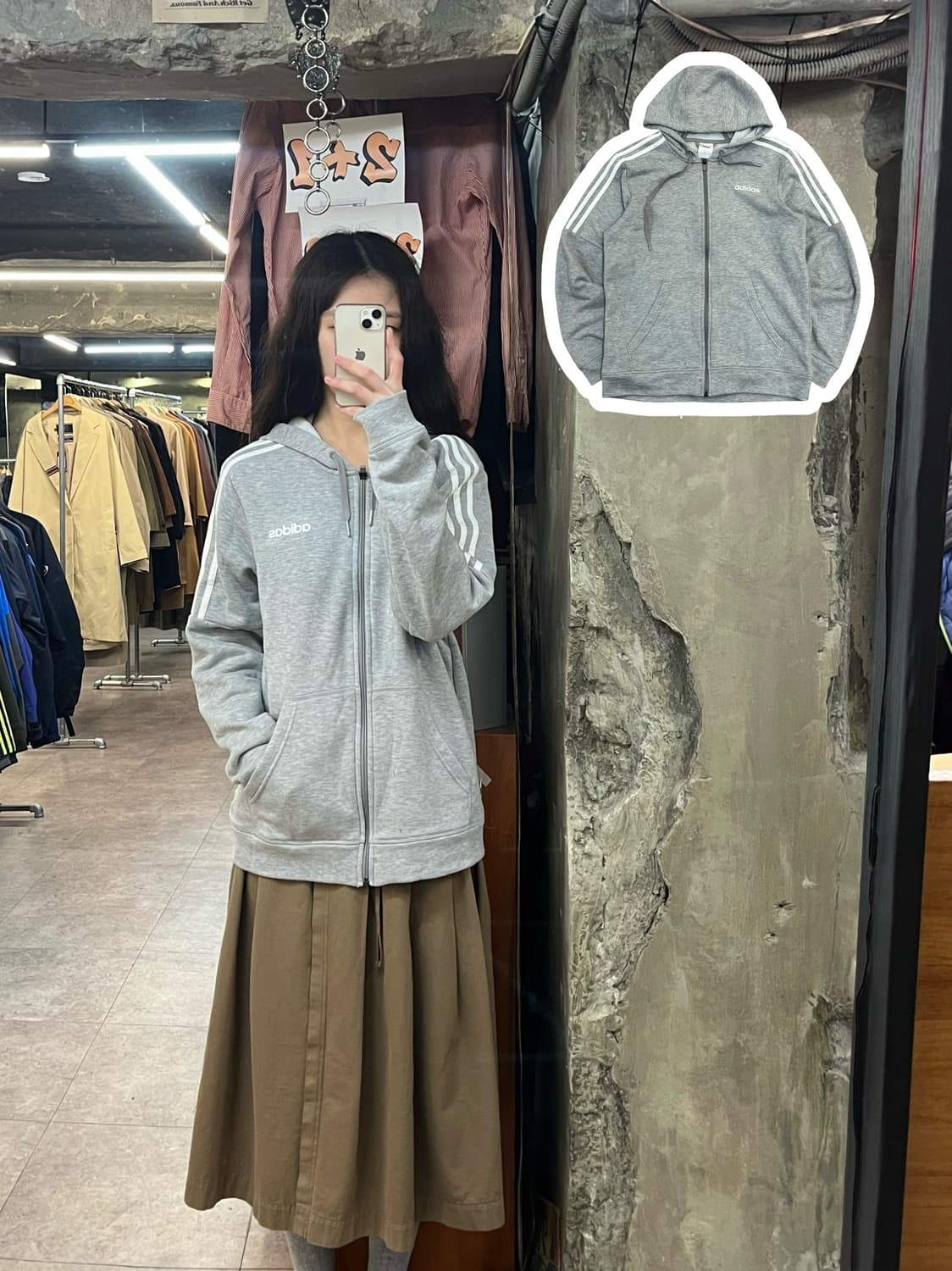 아디다스 후드집업 그레이 L #csz3038 상품이미지1