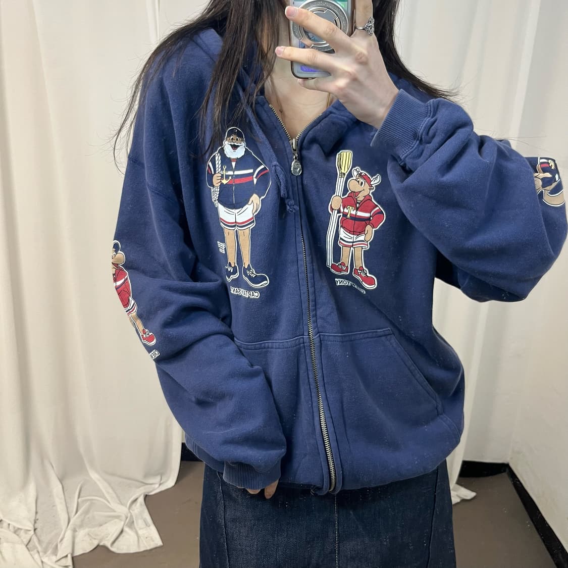 Captain Santa navy zip-up hoodie 상품이미지2