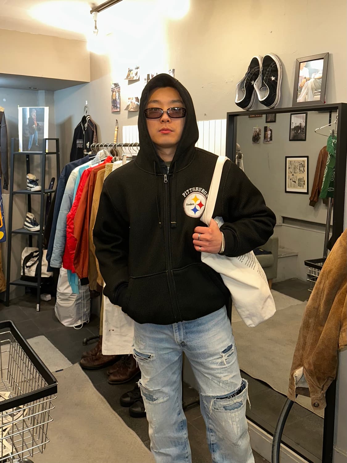 00’s NFL Steelers sherpa hood zip-up 상품이미지3