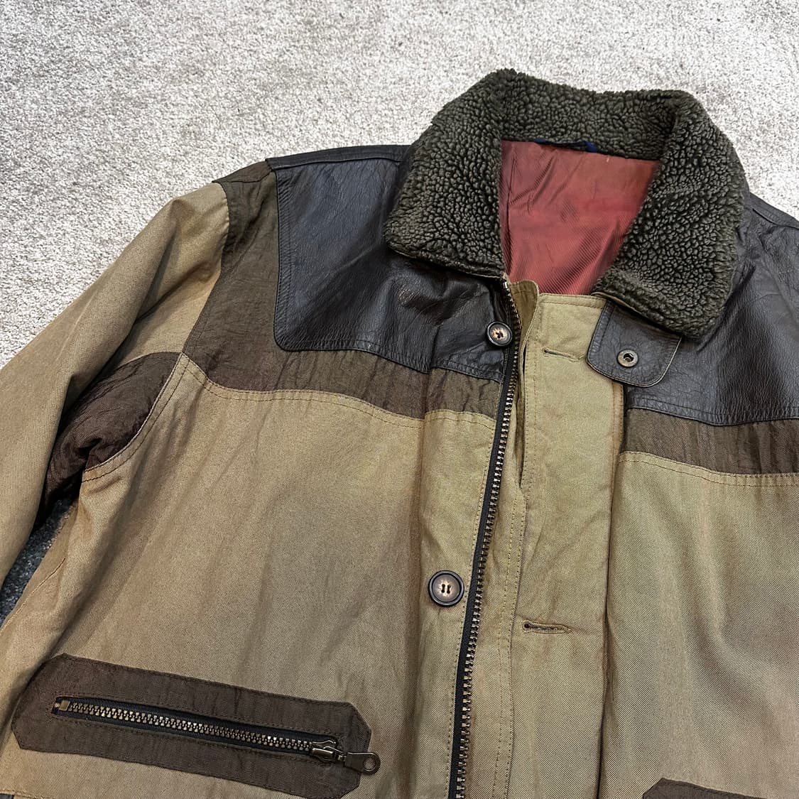 빈티지 로터리그룹 배색 카프스킨 헌팅자켓L 상품이미지2