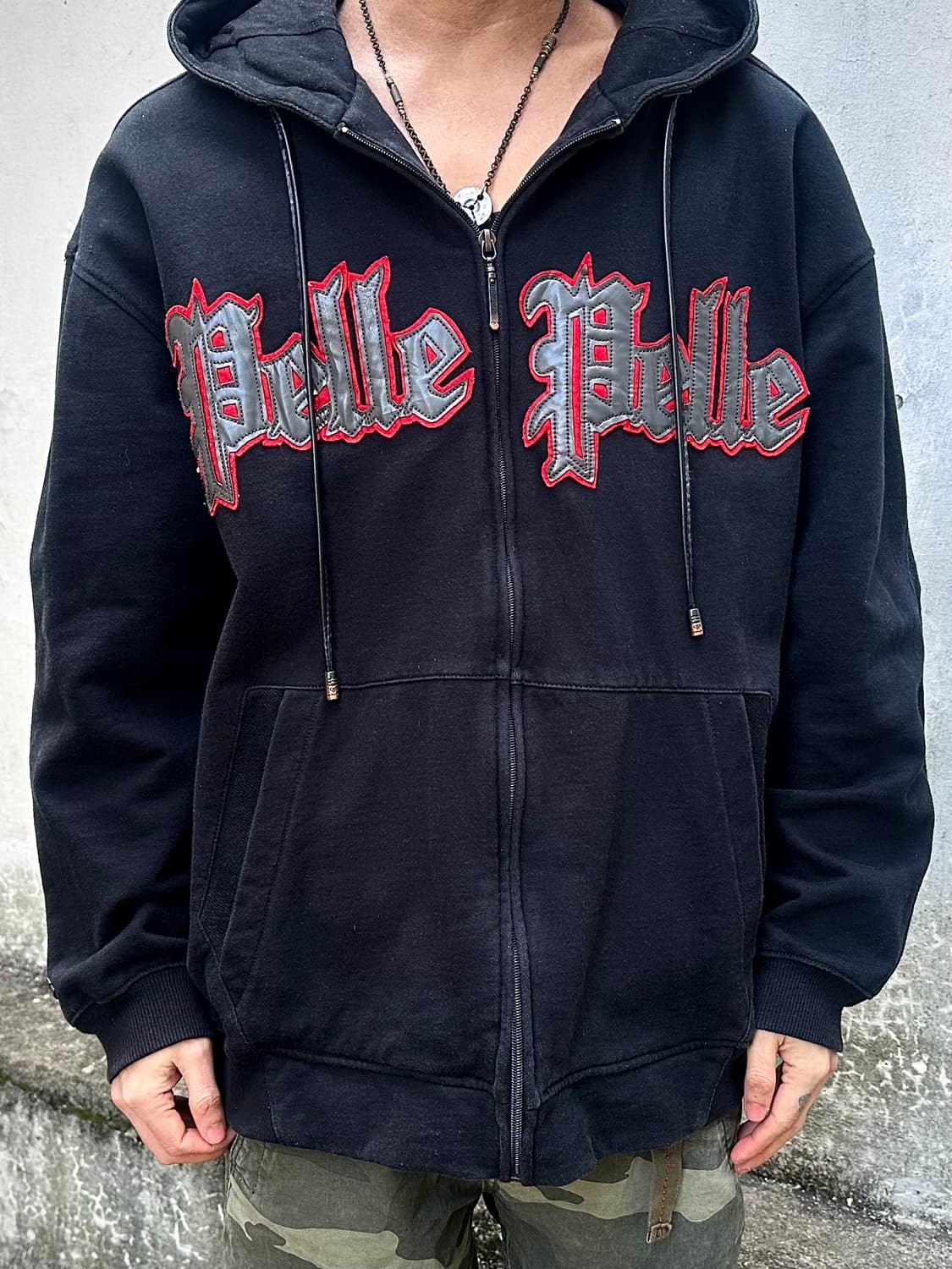 펠레펠레 90‘s 로고 레더패치 헤비스웨트 후드집업 xl 상품이미지5