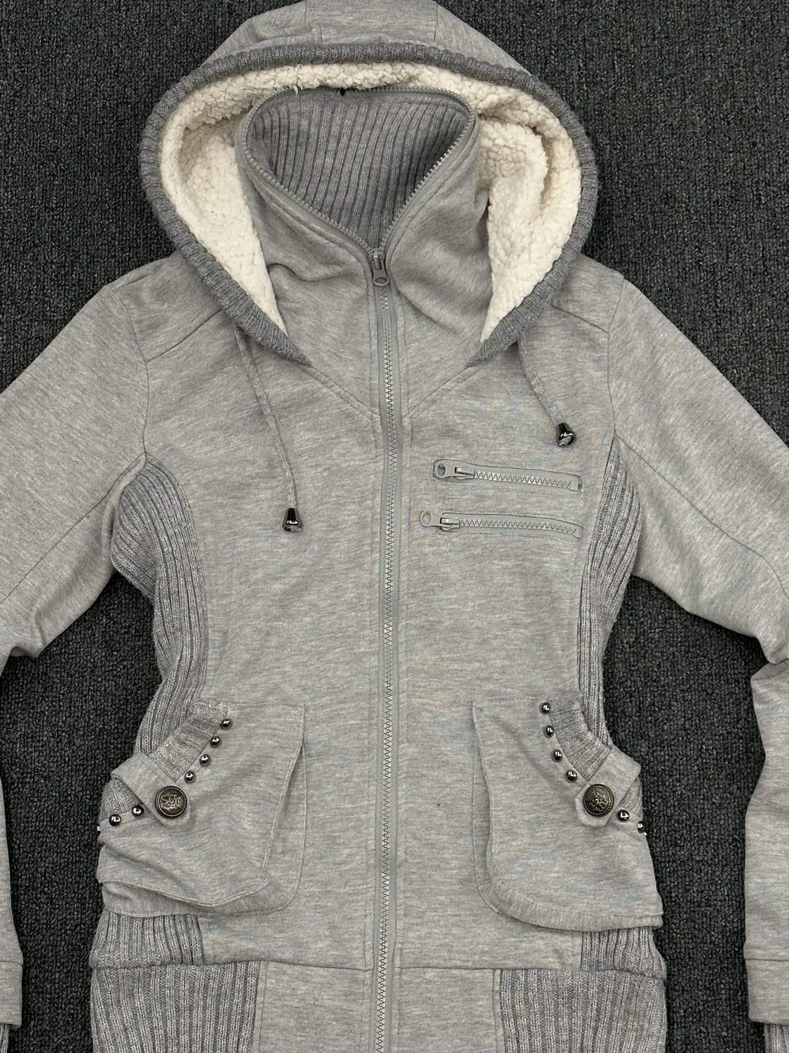 M)Japanese vintage Y2K 여성 레이어드 후드집업 상품이미지5