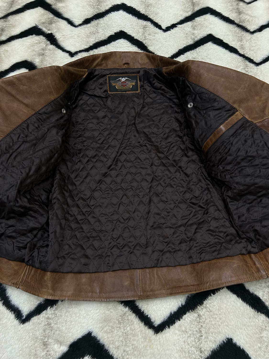 [실측M]할리데이비슨 숏 소가죽 라이더 자켓/브라운 상품이미지4