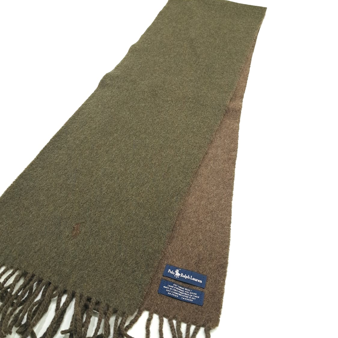 MX172 폴로 랄프로렌 올리브그린 브라운 램스울 양면 목도리 머플러 상품이미지6