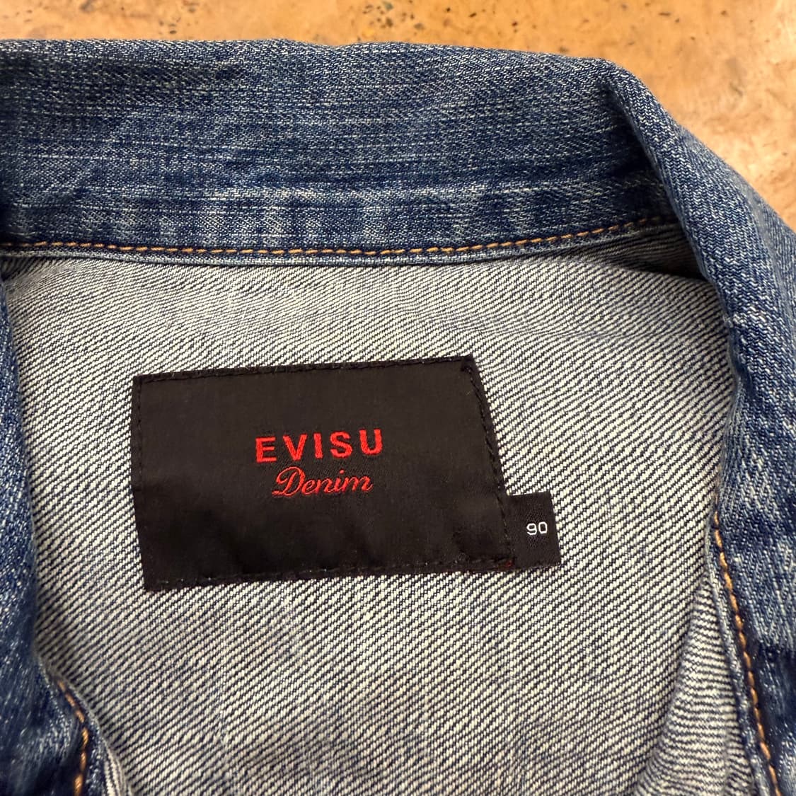 [ 정품/90 ] Evisu 에비수 스펠 워싱 데님 트러커 청자켓 상품이미지5