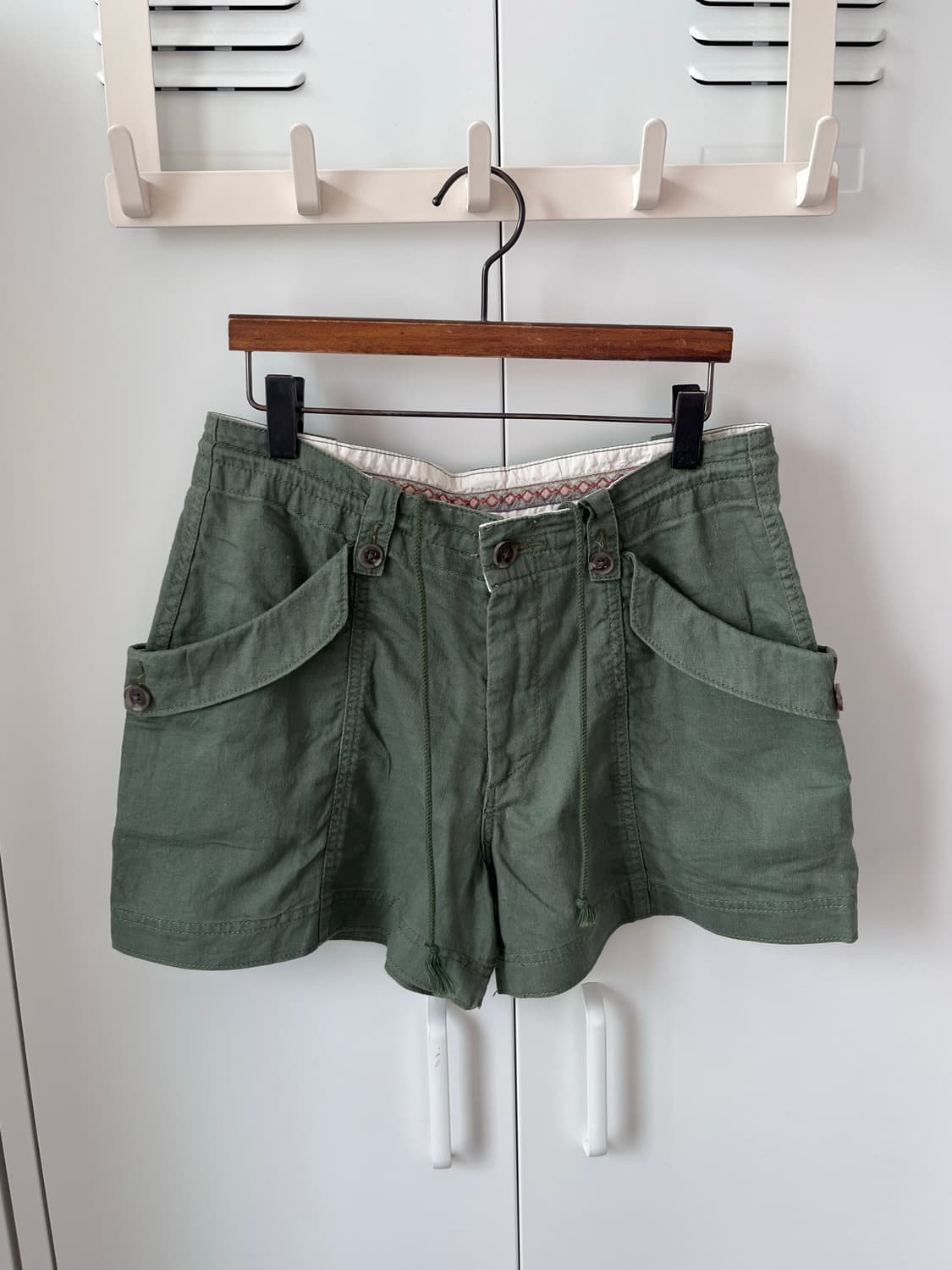 Archives 카키 포켓 카고 팬츠 반바지 상품이미지6