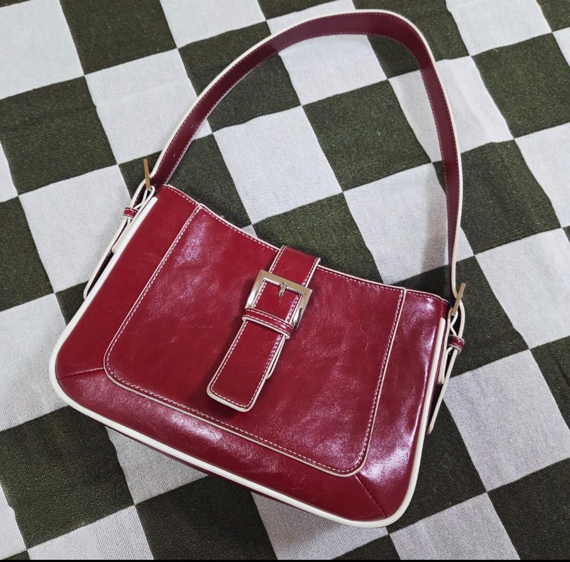 Vintage Burgundy Buckle Shoulder 상품이미지1