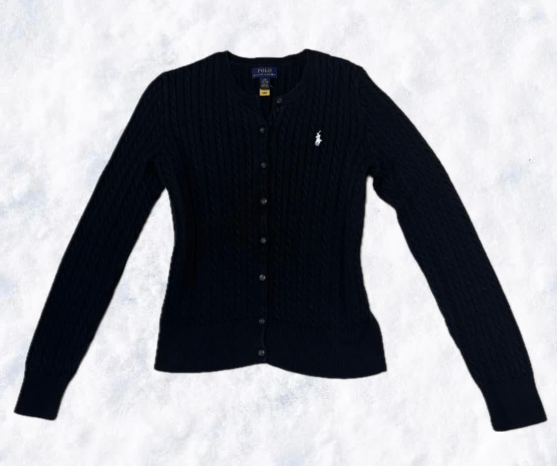 폴로 랄프로렌 걸즈 블랙 가디건 (qr) 상품이미지1