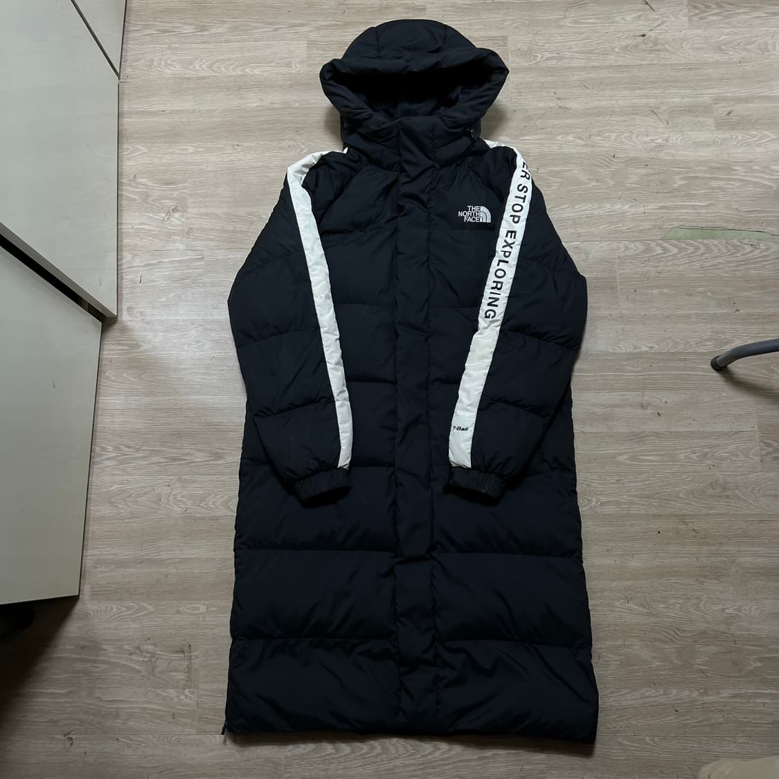 노스페이스 화이트라벨 사이드라인 후드 롱패딩 점퍼 [블랙] XL/105 상품이미지1