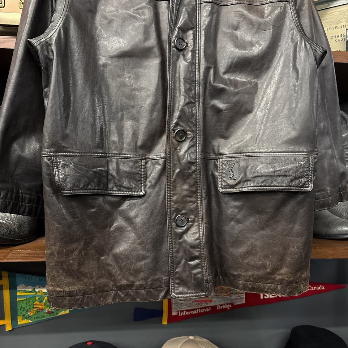 90s YSL 옴므 엠버레더 쉐르파카라 카코트 N940 상품이미지4