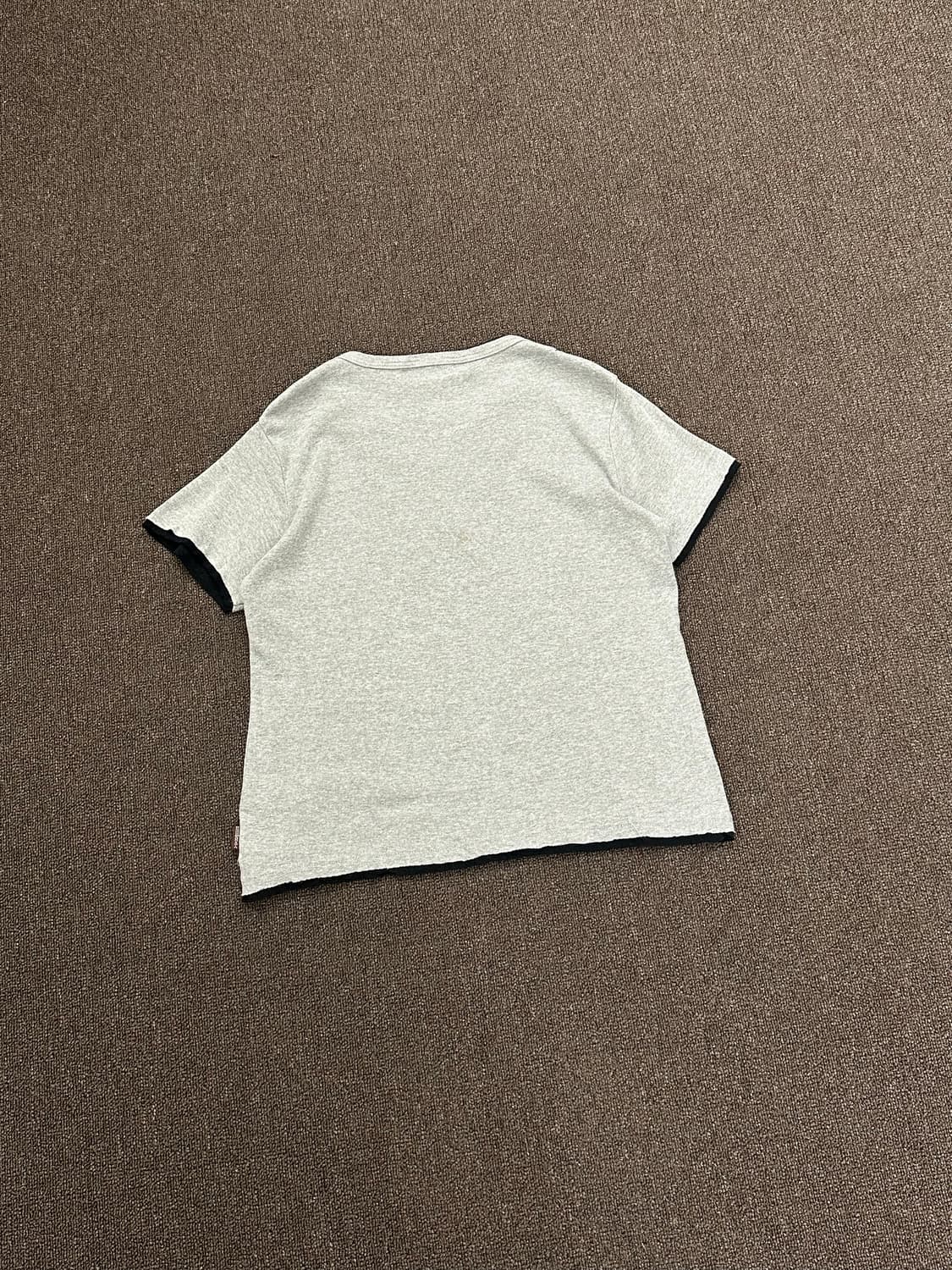 XL)Japanese vintage 여성 그레이 헨리넥 레이어드 반팔 상품이미지8