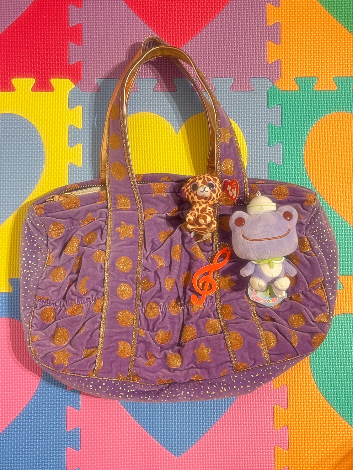 츠모리치사토 네코별 벨벳 토트백 🧙🏻퍼플 상품이미지3