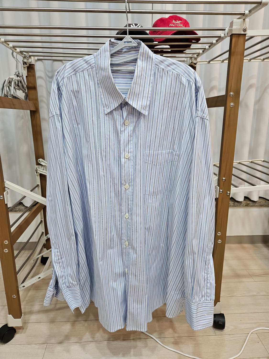 아워레가시 스트라이프 버로우드 셔츠 48사이즈 상품이미지1
