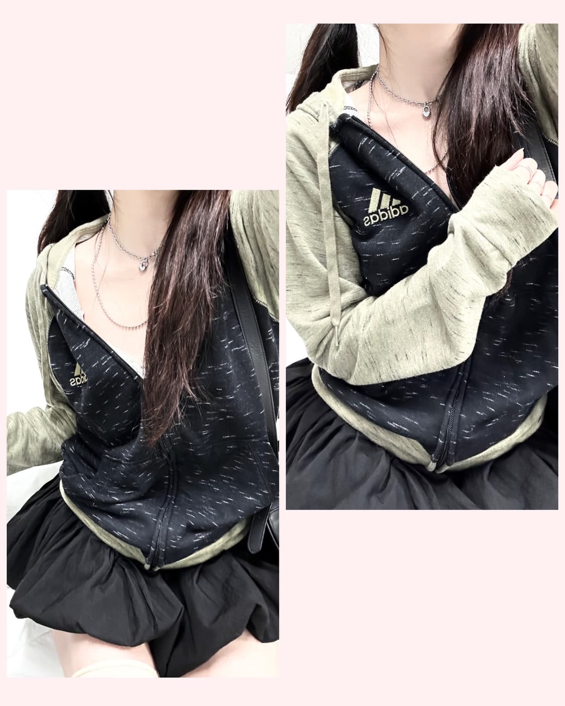 아디다스 카키배색 후드집업 상품이미지1