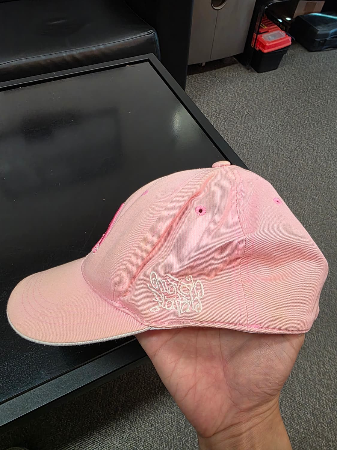 마자플라바 y2k 자수로고 핑크볼캡 상품이미지3