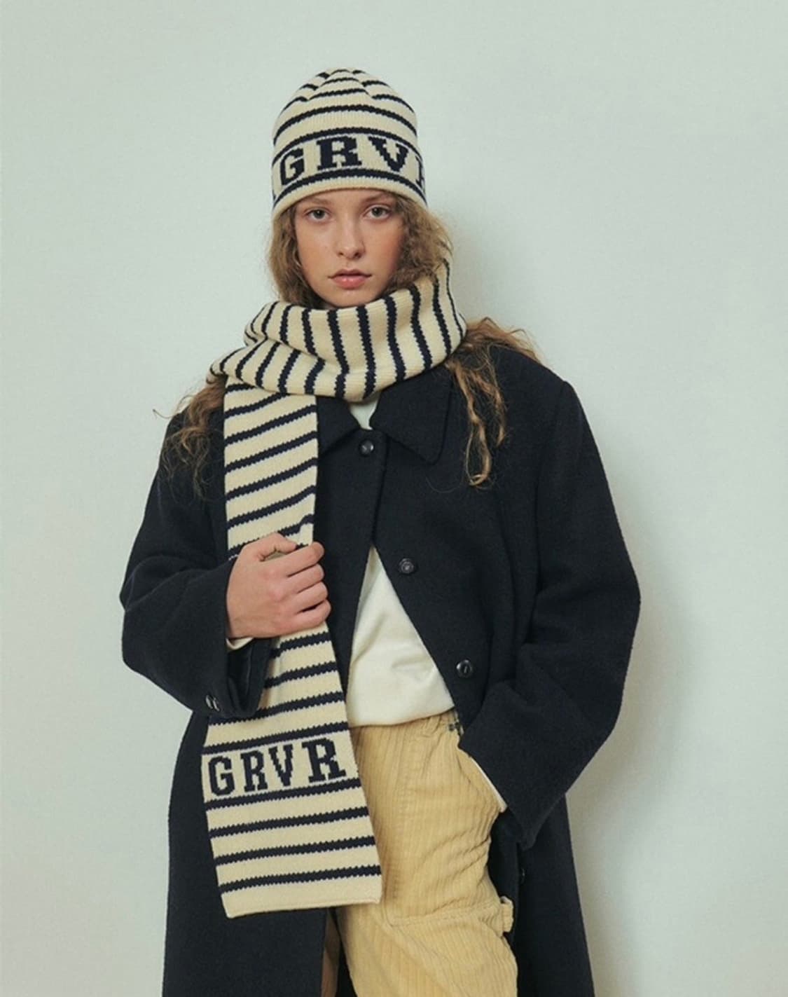 그로브 GROVE 스트라이프 머플러 아이보리 상품이미지1