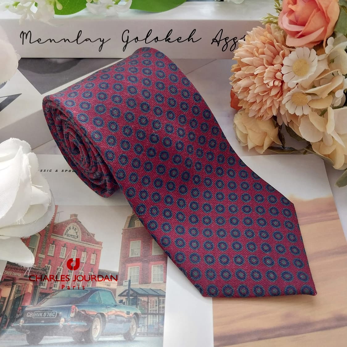샤를주르당 실크 와인 도트 패턴 넥타이 8.1cm A+등급 K2358
 상품이미지2
