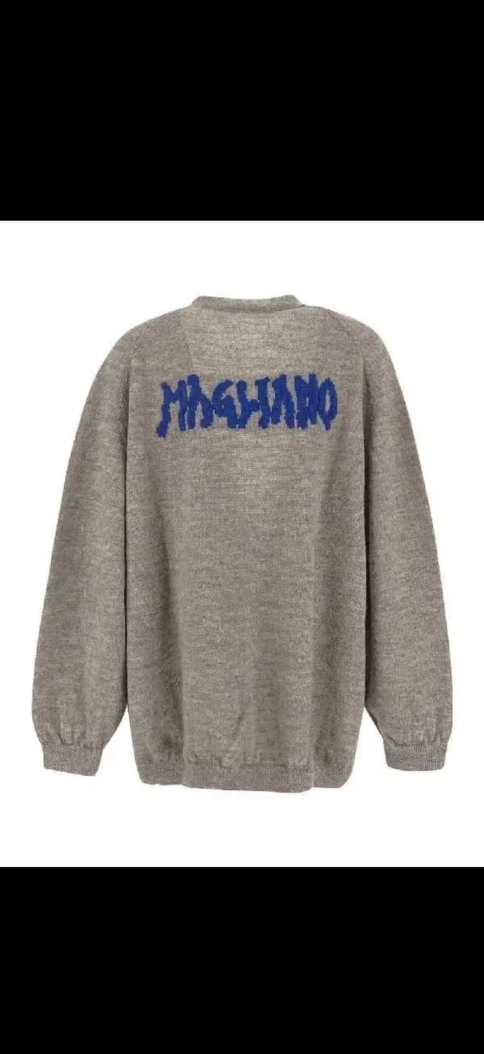 마리아노 로고 자카드 브이넥 울 가디건 그레이 XL 상품이미지1