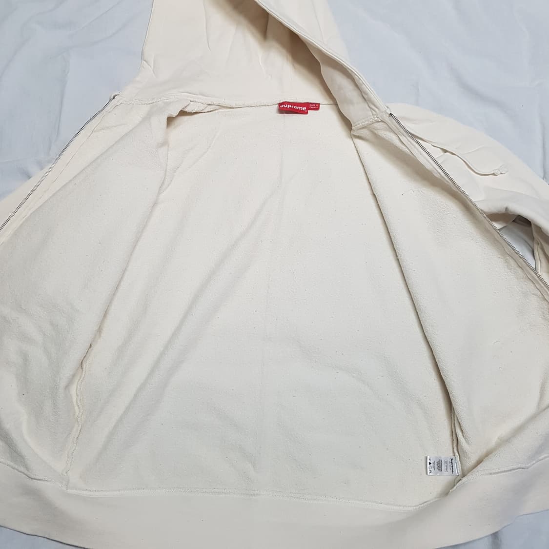 L 슈프림 스몰박스 로고 집업 후드 아이보리 오프화이트 후디 Suprem 상품이미지5