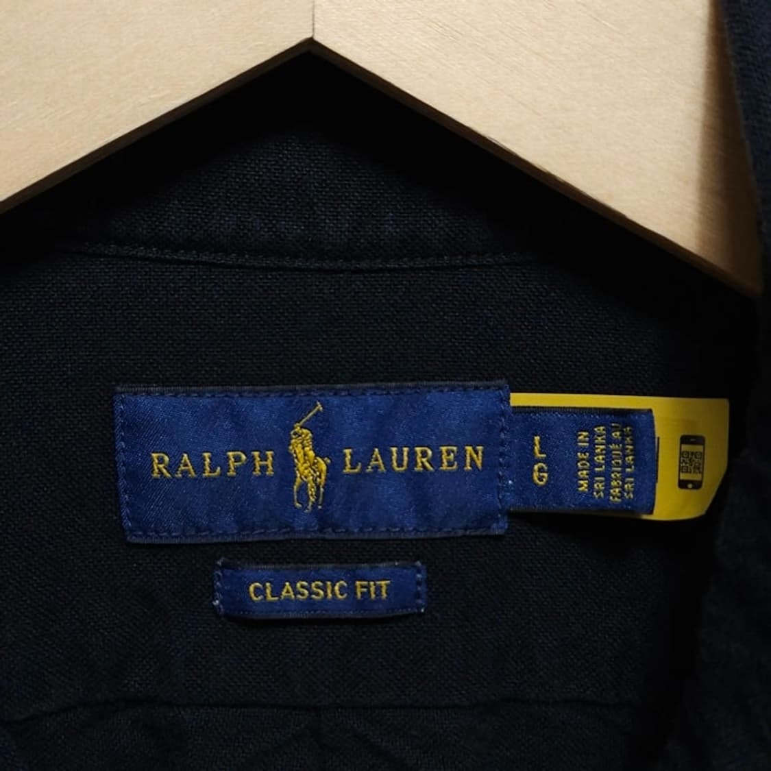 100 POLO 폴로 랄프로렌 가먼트다잉 셔츠 블랙 클래식핏 상품이미지5