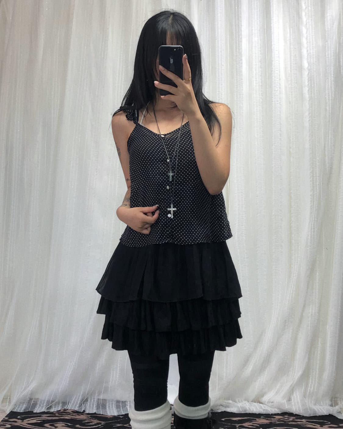블랙 도트 레이어드 빈티지 세트 상품이미지4