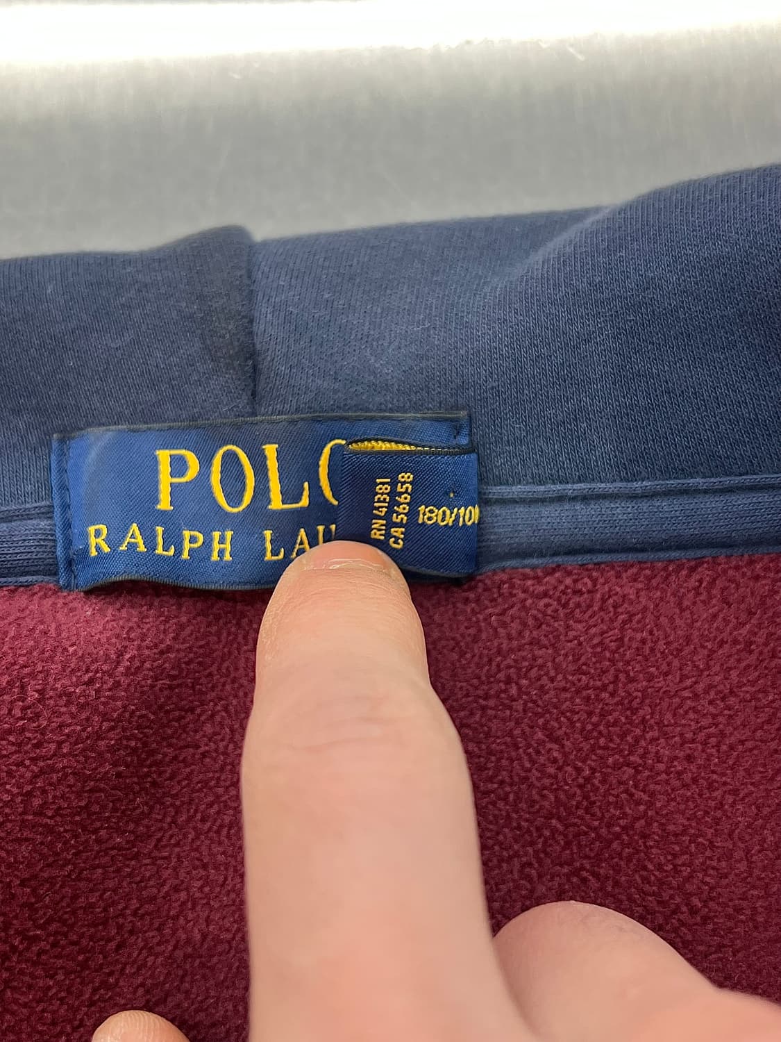 폴로 랄프로렌 딥 블루 버건디포니 코튼 후디 집업 상품이미지8