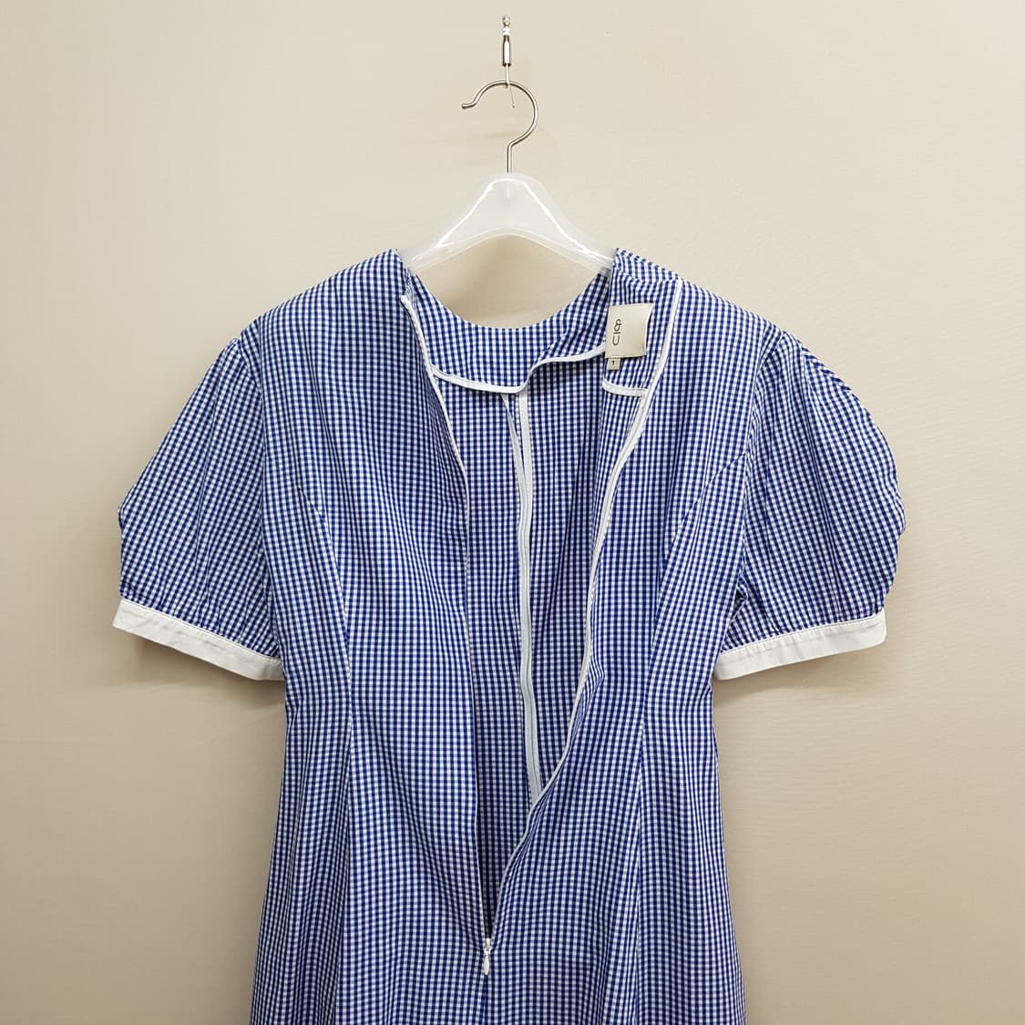 앤유 깅엄 체크 퍼프소매 롱 원피스 1사이즈 상품이미지5