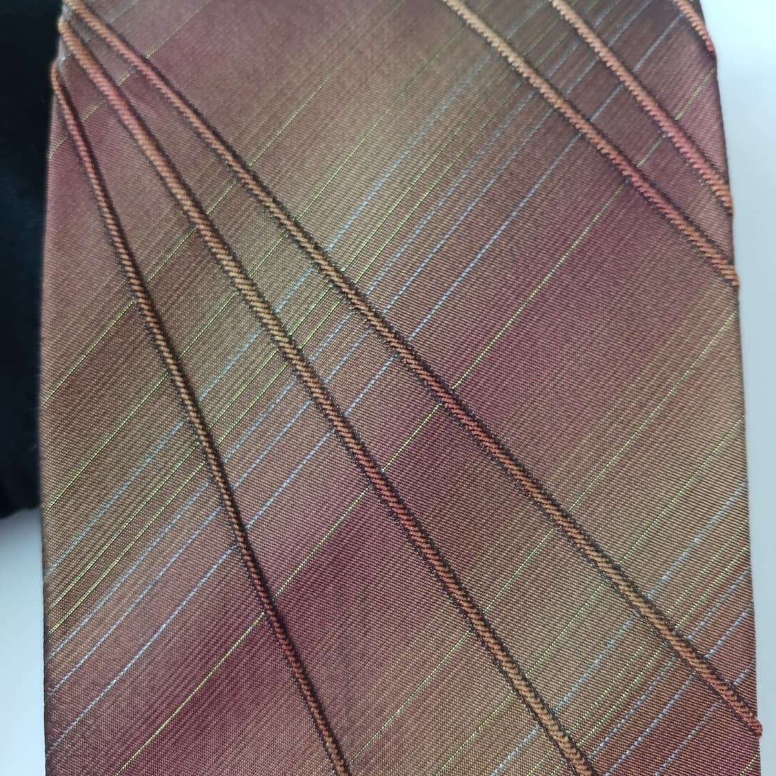 니나리치 실크 브라운 스트라이프 넥타이 9.4cm A등급 A18974
 상품이미지6