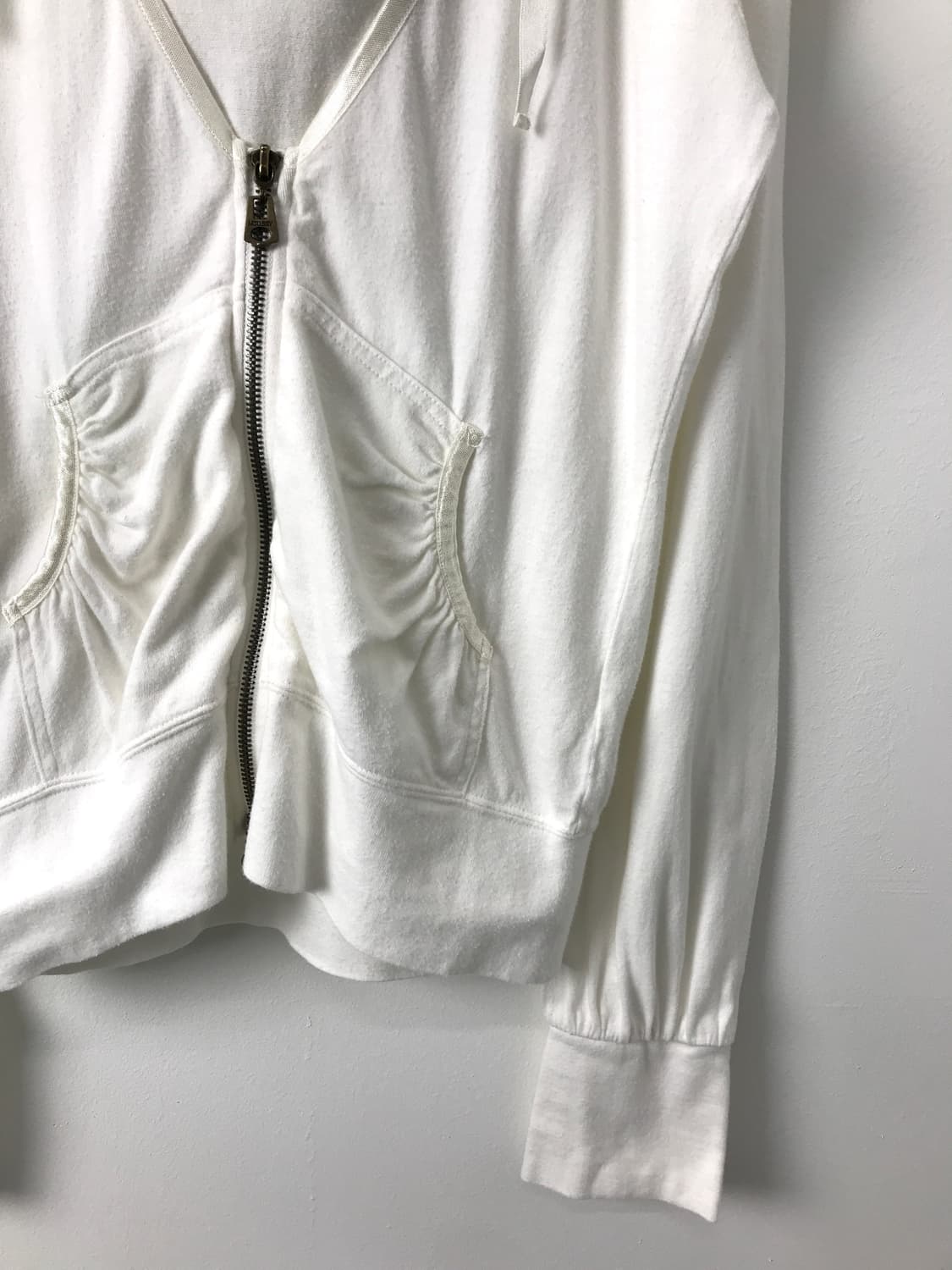 'MOUSSY' White Draped Zip Up Hoodie 상품이미지6