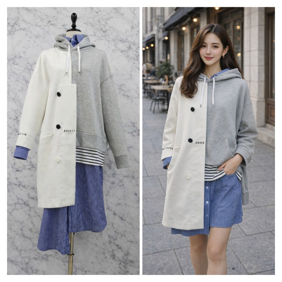 엔폴드 레이어드 후드 원피스 / 신세계 / 프리 상품이미지1