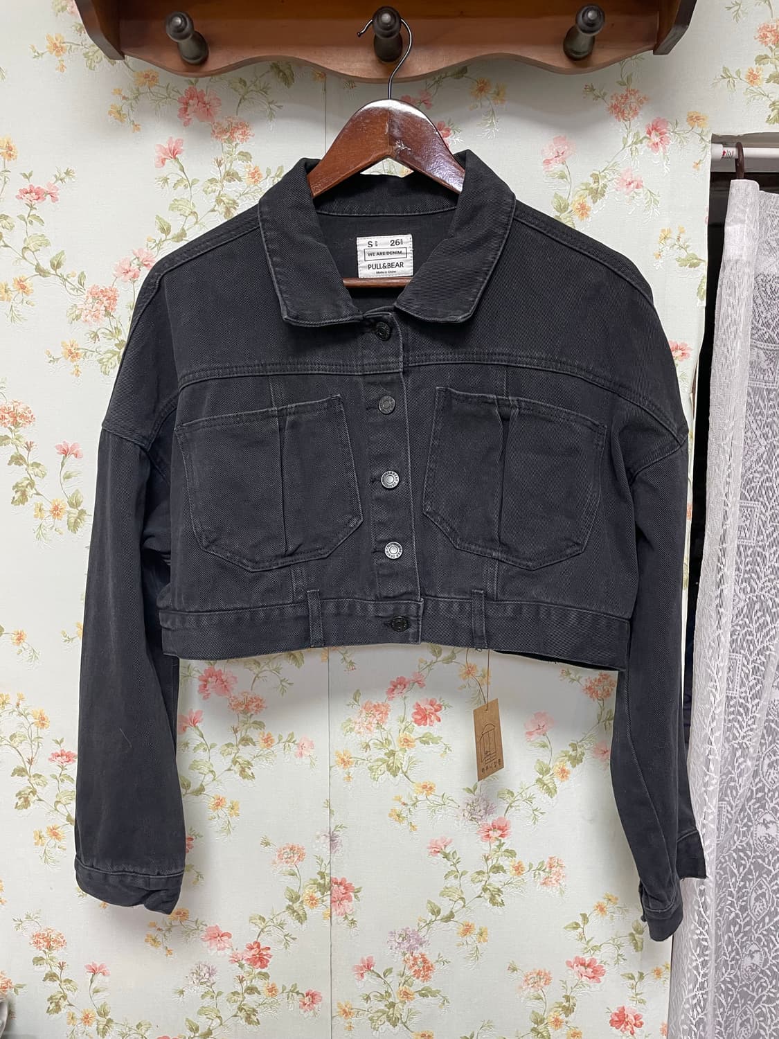 블랙 크롭 데님 셔츠 상품이미지1