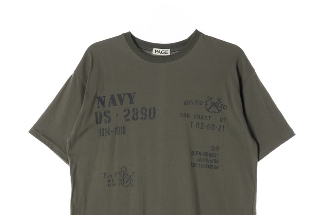 PAGE 90s 밀리터리 스텐실 그래픽 빈티지 티셔츠 상품이미지3