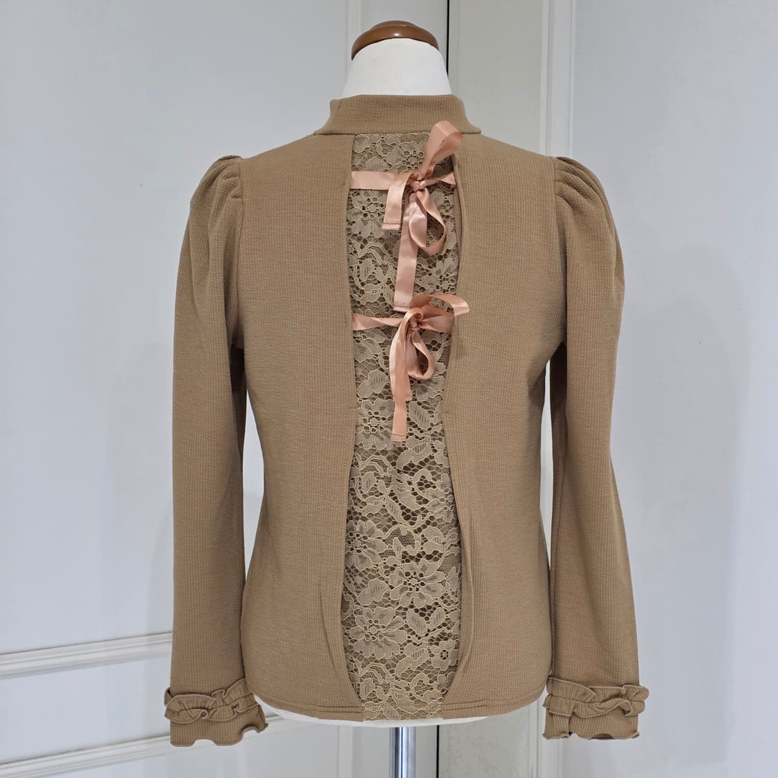 ByeBye 일본빈티지)스나계st 브라운모리걸 로맨틱 프릴퍼프블라우스 상품이미지1