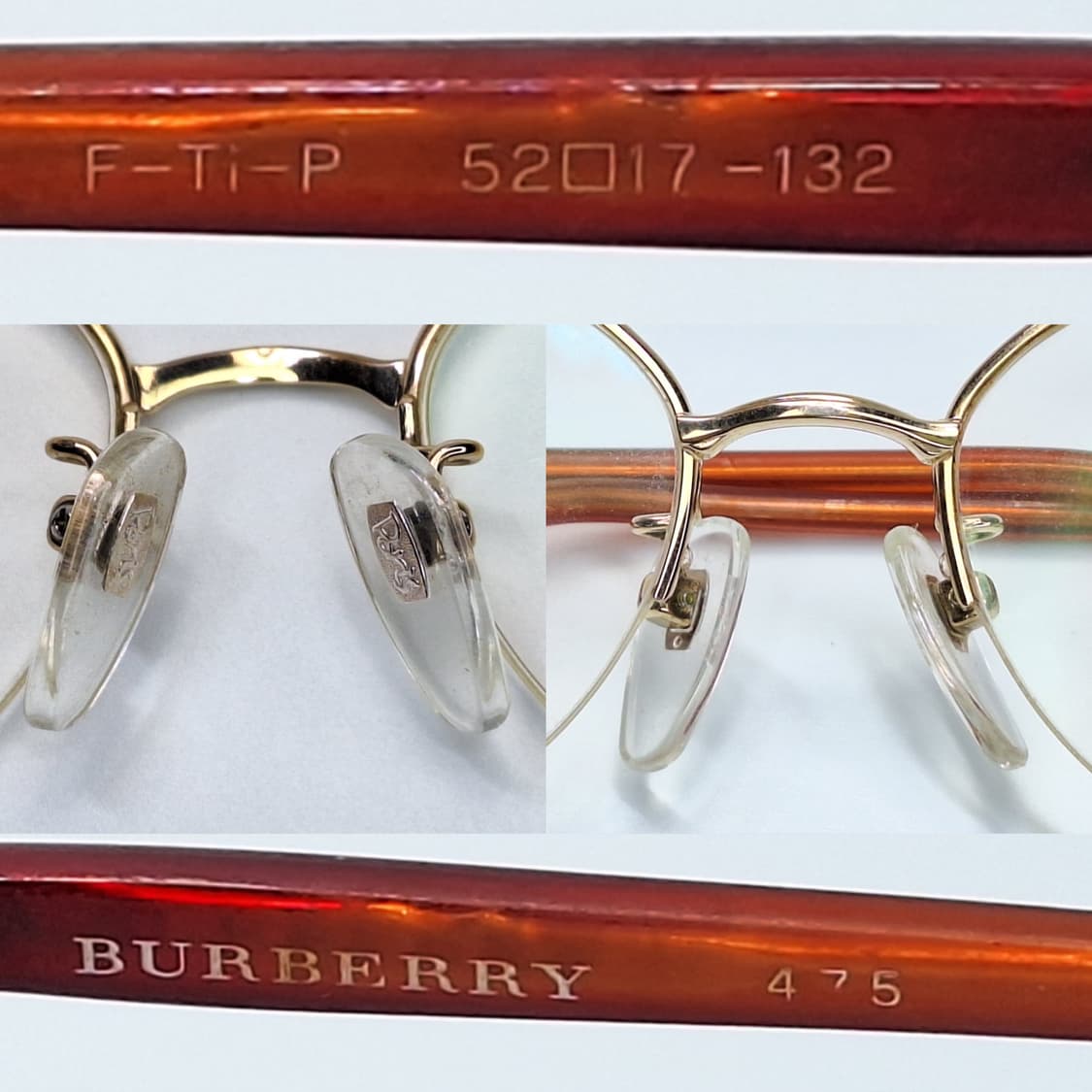 00s 일본 빈티지/버버리 475 골드 티타늄 반무테 안경테 클래식 상품이미지8