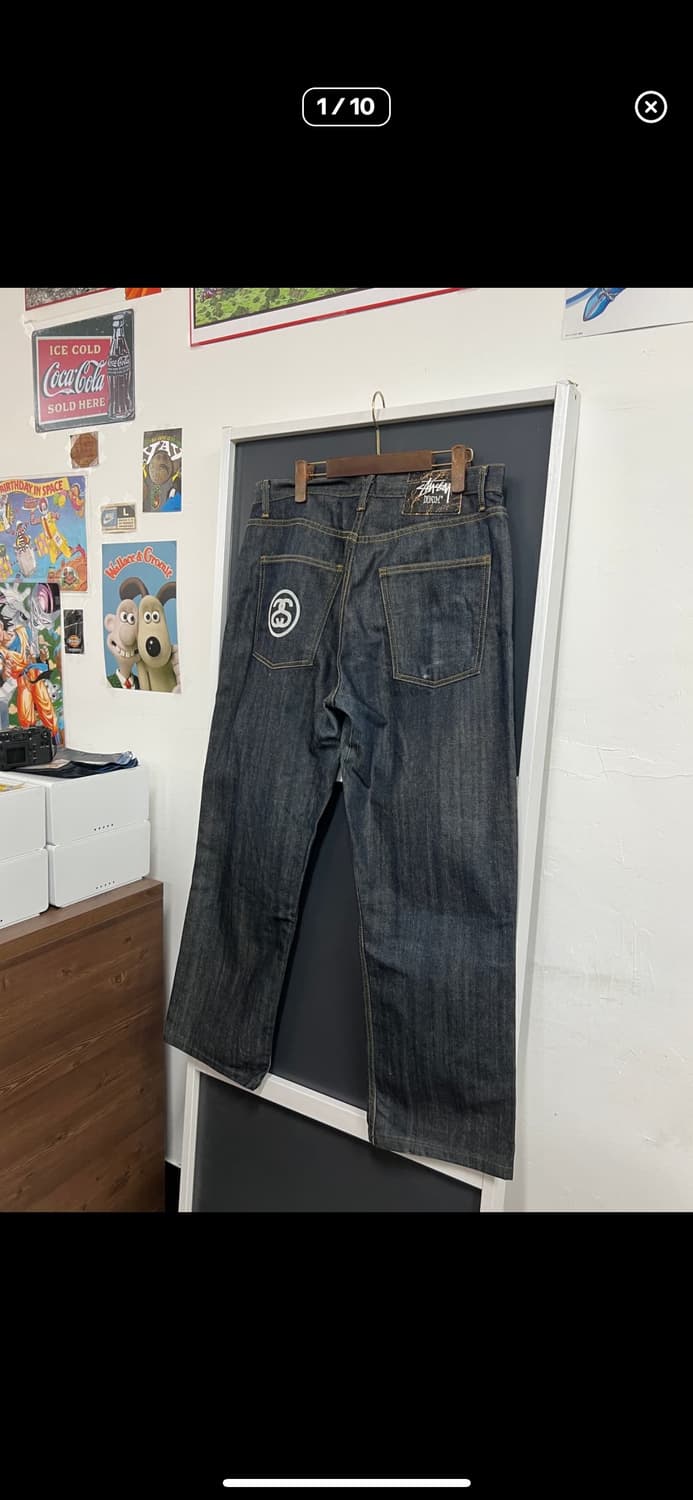 STUSSY 스투시 백로고 흑청 생지데님 36사이즈 상품이미지1